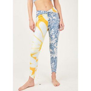 Free People Double Take Floral Combo Yellow and Blue 7/8 Leggings